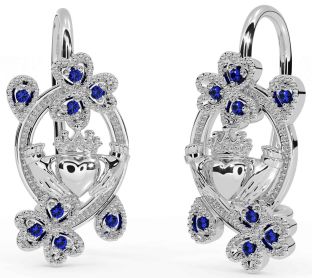 Diamant Argent Claddagh Trèfle Pendre Des boucles d'oreilles