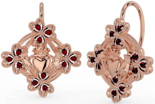 Diamant Rose Gold Silber Claddagh Kleeblcht Baumeln Ohrringe