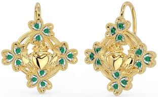 Diamant Aur Argint Cercei Claddagh Shamrock Dangle