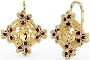 Diamante Oro Plata Claddagh Trébol Colgar Pendientes