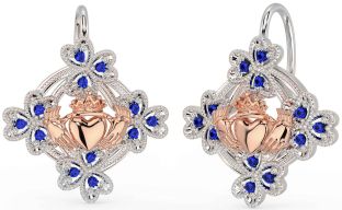 Diamant Rose Or Argent Claddagh Trèfle Pendre Des boucles d'oreilles