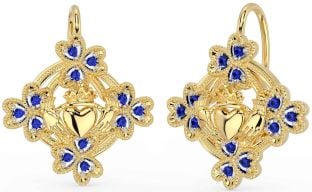 Diamante Oro Claddagh Trébol Colgar Pendientes