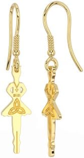 Gold Silver Celtic Trinity Knot Dangle Earrings