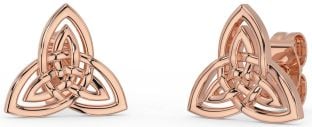 Rose Gold Silver Celtic Trinity Knot Stud Earrings