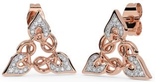 Diamond Rose Gold Celtic Trinity Knot Stud Earrings