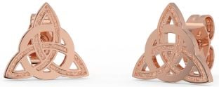 Rose Gold Silver Celtic Trinity Knot Stud Earrings