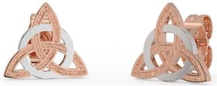 White Rose Gold Celtic Trinity Knot Stud Earrings