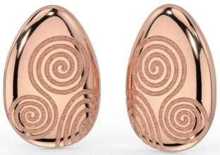 Rose Gold Silver Celtic "Newgrange Spiral" Stud Earrings