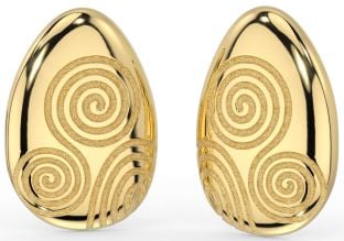 Gold Silver Celtic "Newgrange Spiral" Stud Earrings