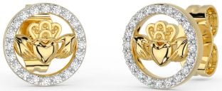 Diamante Oro Plata Claddagh Semental Pendientes