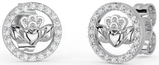 Diamant Zilver Claddagh Stud Oorbellen