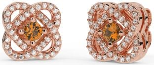 Diamante Citrino Rosa Oro Plata céltico Semental Pendientes