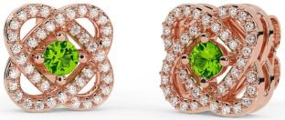 Trandafir Peridot de diamant Cercei Stud Celtic Aur Argint