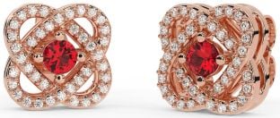 Diamond Ruby Rose Gold Silver Celtic Stud Earrings