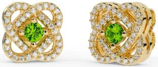 Diamant Peridot Zlato Strieborná keltský Stud Náušnice