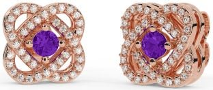 Diamant Amethyst Rose Gold keltisch Zucht Ohrringe