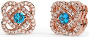 Diamond Topaz Rose Gold Celtic Stud Earrings