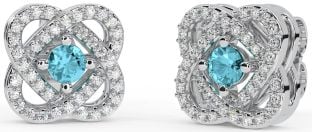 Diamant Bleu vert Argent celtique Goujon Des boucles d'oreilles