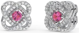 Diamante Rosa turmalina Plata céltico Semental Pendientes