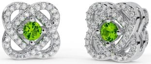 Diamant Peridot Sølv Keltisk Stud Øreringe