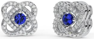 Diamond Sapphire Silver Celtic Stud Earrings