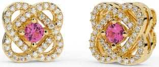 Diamant Rose Tourmalines Or celtique Goujon Des boucles d'oreilles