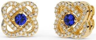 Diamond Sapphire Gold Celtic Stud Earrings