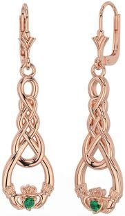 Esmeralda Rosa Oro Plata céltico Claddagh Colgar Pendientes