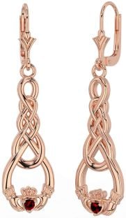 Granch Rose Gold Silber keltisch Claddagh Baumeln Ohrringe