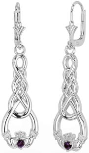 Alexandrit argint celtic Cercei Claddagh Dangle