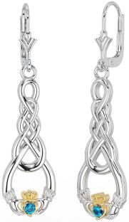 Topaze Or Argent celtique Claddagh Pendre Des boucles d'oreilles