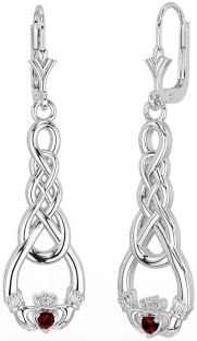 Aur alb granat Cercei Celtic Claddagh Dangle