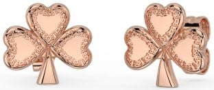 Rose Gold Shamrock Stud Earrings