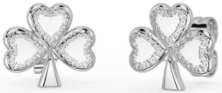 Silver Shamrock Stud Earrings