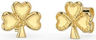 Gold Shamrock Stud Earrings