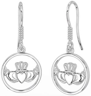 Silber Claddagh Baumeln Ohrringe