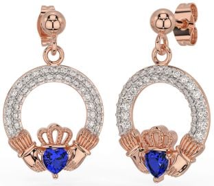 Diamante Zafiro Rosa Oro Plata Claddagh Colgar Pendientes