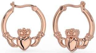 Rose Gold Silver Claddagh Dangle Earrings