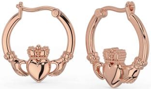 Rose Gold Silver Claddagh Dangle Earrings