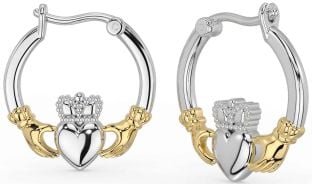 Gold Silver Claddagh Dangle Earrings