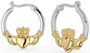 Gold Silver Claddagh Dangle Earrings