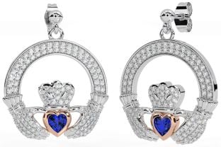 Trandafir safir diamant Cercei Claddagh Dangle aurii, argintii