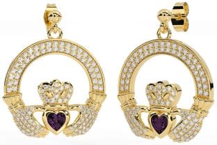 Diamante Alejandrita Oro Plata Claddagh Colgar Pendientes