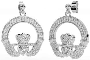 Diamante Plata Claddagh Colgar Pendientes