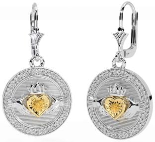 Gold Silver Celtic Claddagh Dangle Earrings