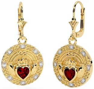 Diamante Granada Ouro Prata céltico Claddagh Pendurar Brincos