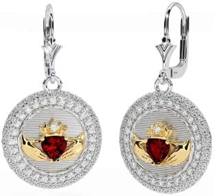 Diamante Granato Oro Argento Claddagh celtico Trinità Nodo Penzolare Orecchini