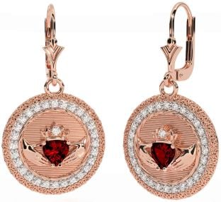 Diamante Granate Rosa Oro Plata Claddagh céltico Trinidad Nudo Colgar Pendientes