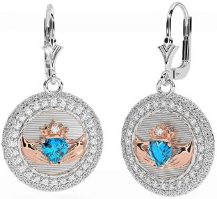 Trandafir de topaz diamant Aur Argint Claddagh Celtic Trinity Cercei Knot Dangle