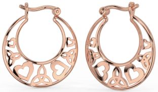 Rose Gold Silver Celtic Trinity Knot Heart Hoop Earrings